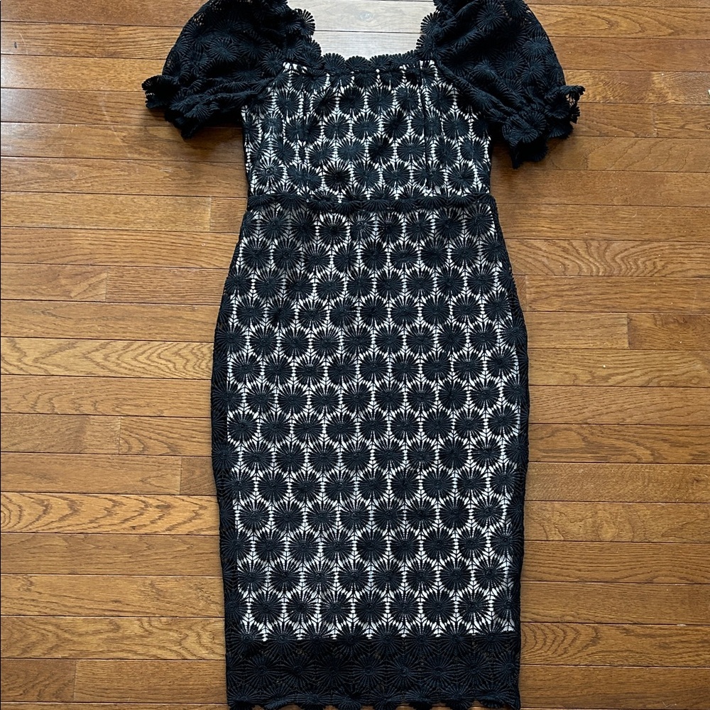 Elegant Black and White Lace Dress